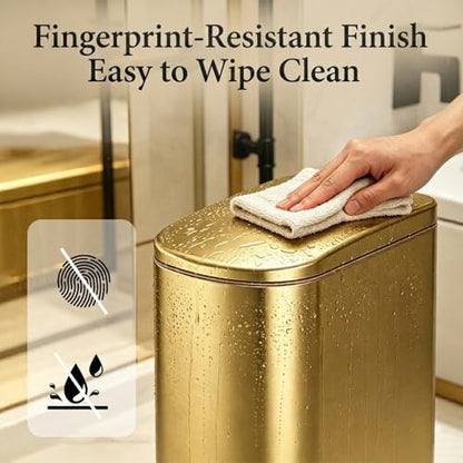 ELPHECO Bathroom Trash Can with Lid 3.5Gal Stainless Steel Step Garbage Can | 13.5 Litre Stainless Steel Pedel Garbage Can with Removable Inner Bucket, Wastebasket for Bathroom, Office, Bedroom, Gold - color: Gold
