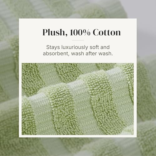 Modern Threads 6 Piece Bath Towel Set – Bathroom Set with 2 Bath Towels, 2 Hand Towels, and 2 Wash Cloths – 100% Cotton, Super Absorbent & Extra Soft – Reversible Natural Vine (Sage Green) - color: Sage Green