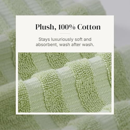 Modern Threads 6 Piece Bath Towel Set – Bathroom Set with 2 Bath Towels, 2 Hand Towels, and 2 Wash Cloths – 100% Cotton, Super Absorbent & Extra Soft – Reversible Natural Vine (Sage Green) - color: Sage Green