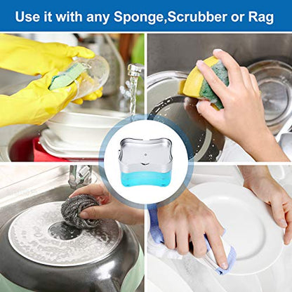 New 2026 Version Soap Dispenser with Added Features - Premium Quality Dish Soap Dispenser - Countertop Kitchen Soap Dispenser, Sink Dish Washing 13 Ounces (Sponge Included) - color: Silver