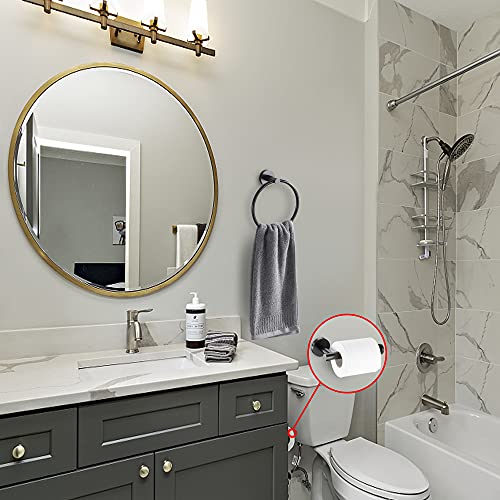 Matte Black Toilet Paper Holder and Hand Towel Ring Set 2 Pieces Bathroom Hardware Accessories Set SUS304 Stainless Steel Heavy Duty Wall Mounted Bathroom Holder… - color: Matte Black