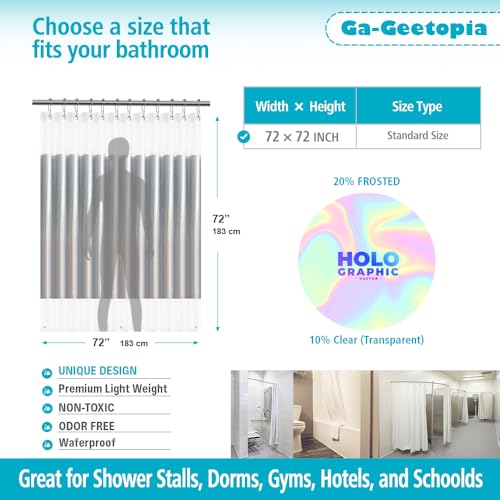 Ga-Geetopia Holographic 3D EVA Shower Curtain Liner Ice Cube, 72x72 Medium Weight Clear Plastic Bathroom Shower Curtain with Rustproof Metal Grommets for Shower Stall, Bathtubs - color: Holo - Cube, size: 72"W x 72"L (Pack of 1)