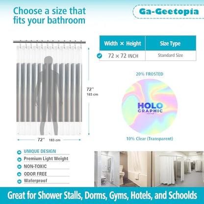 Ga-Geetopia Holographic 3D EVA Shower Curtain Liner Ice Cube, 72x72 Medium Weight Clear Plastic Bathroom Shower Curtain with Rustproof Metal Grommets for Shower Stall, Bathtubs - color: Holo - Cube, size: 72"W x 72"L (Pack of 1)