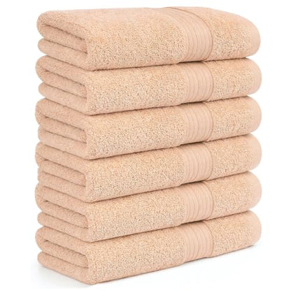 100% Cotton Hand Towels 18x28 Inches, 600 GSM, Soft & Absorbent, Set of 6, Beige - color: Beige, size: Hand Towel Set of 6