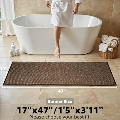 Long Bathroom Rugs Runner Bathroom Mat Quick Dry | Machine Washable Bathroom Rugs Ultra Thin Door Mat, 17" x 47" - color: Black Brown, size: Runner(17"x47")