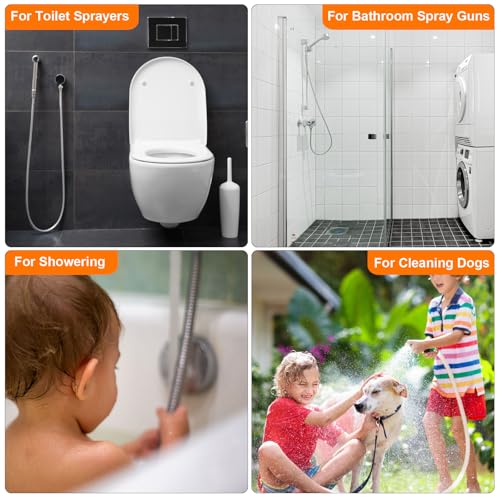 uxcell Shower Hose 79 Inches Extra Long Stainless Steel Handheld Shower Flexible Hose Replacement with Brass Connectors Anti-Explosion Anti-Kink Leakproof Hose, Black - color: Black, size: 2m
