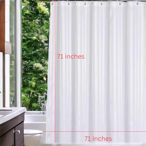 Fabric Shower Curtains - Fabric Shower Curtain Liner Washable - Hotel Quality Shower Curtains - Bathroom Shower Curtain - Cloth Shower Curtain- with 12 Hooks 72in x 72in - color: White 02