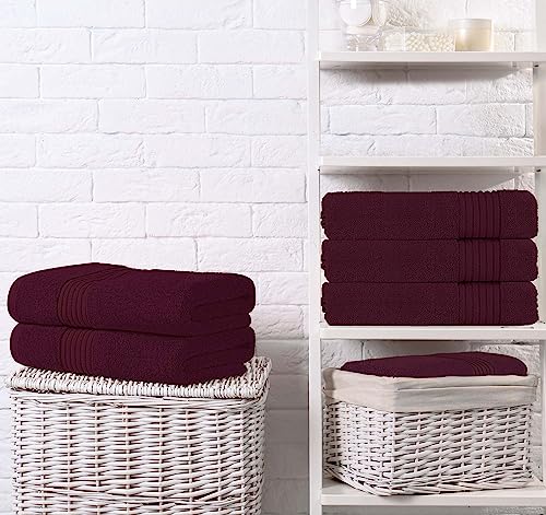Utopia Towels Luxurious Bath Towels Set, 27x54 in, 4 Pack, Soft, Burgundy | Soft Luxurious Ring Spun Cotton Bath Towels - Lightweight, Highly Absorbent, Quick-Drying, Ideal for Daily Use - color: Burgundy