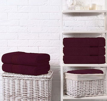 Utopia Towels Luxurious Bath Towels Set, 27x54 in, 4 Pack, Soft, Burgundy | Soft Luxurious Ring Spun Cotton Bath Towels - Lightweight, Highly Absorbent, Quick-Drying, Ideal for Daily Use - color: Burgundy