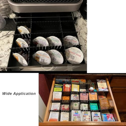 Onerbuy 8pcs Adjustable Grid Drawer Dividers DIY Plastic Closet Separator Tidy Organizer Container for Underwear Socks Belt Office Supplies (Black) - color: Black
