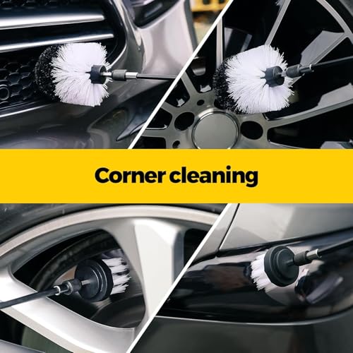 Drill Power Cleaning Brush Set of 4, Power Scrubber Brushes with Extended Attachment, All Purpose for Floor, Tub, Shower, Tile, Bathroom and Kitchen Surface, White - color: White