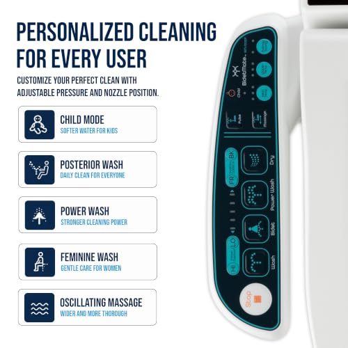 BidetMate 2000 Series Electric Bidet Toilet Seat, Round, Heated Seat | Heated Water Seat, Unlimited Warm Water Wash, Dryer, Deodorizer, Self Cleaning Nozzle, Side Panel Control, Fits Round Toilets - style: 2000 Series | Round | Side Panel