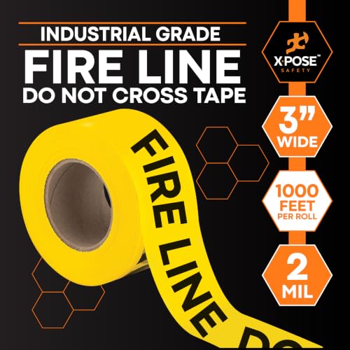 Xpose Safety Yellow Fire Line Do Not Cross Tape – (2 Rolls) | 3" x 1000' High-Visibility Barricade Tape for Construction Sites, Hazards, Crime Scenes - color: Fire Line Do Not Cross, size: 2 Mil