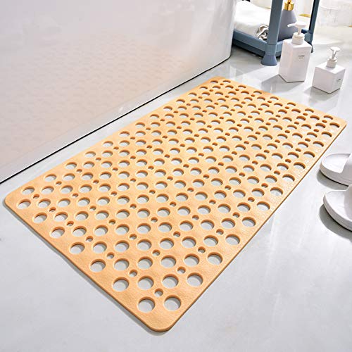 Casa and Beyond Shower Mat, Bathtub Mat Non Slip with Suction Cups and Drain Holes, Easy to Clean Soft Machine Washable, Shower Mats for Inside Shower Easy Dry&Cut (Beige,17" x 30"(Rectangular)) - color: Beige, size: 30" x 17" (Rectangular)