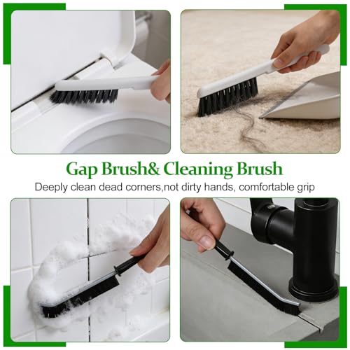 19Pcs Crevice Cleaning Brush Set,Hard Bristle Gap Scrub Tools | for Sliding Door,Sill,Tile Lines, Corner, Sink, Shutter, Car Vents, Keyboard,Lightweight,Plastic,