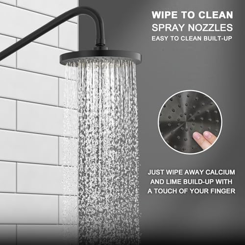 Lava Odoro 5-Function Retrofit Shower System with Rain Showerhead and Handheld Spray Matte Black, 8'' Rain Shower Faucet, 2.5 GPM, SF101-MB
