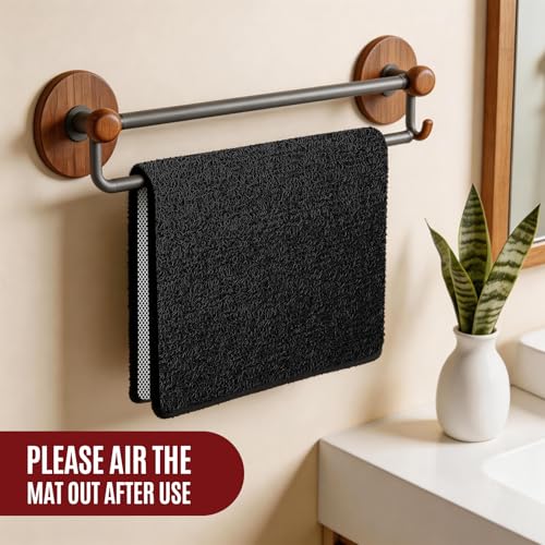 17 * 30in Shower Mat Bathtub Mat Non Slip | Bathmats Non Slip, Quick Drying Foot Scrubber Loofah Mats for Inside Shower, Tub, Bathroom, Home, Black - color: Black, size: 30" x 17" (Rectangular)