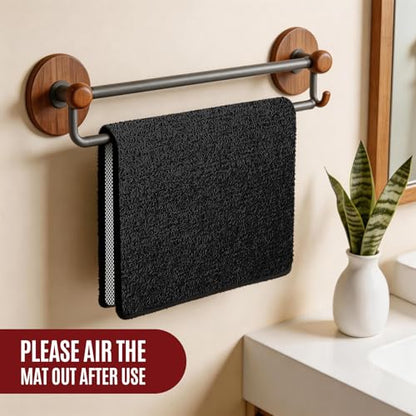 17 * 30in Shower Mat Bathtub Mat Non Slip | Bathmats Non Slip, Quick Drying Foot Scrubber Loofah Mats for Inside Shower, Tub, Bathroom, Home, Black - color: Black, size: 30" x 17" (Rectangular)