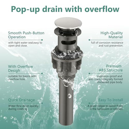 Bathroom Sink Faucet with Pull Out Sprayer, Single Handle Modern Bathroom Basin Faucet with Pop-up Sink Drain Stopper & Deck Plate 1 or 4-inch Centerset 3 Hole, Chrome - color: Chrome