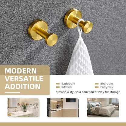 Angle Simple Bathroom Towel Hook Brushed Dark Gold, Coat Robe Hanger 2 Pack | SUS304 Stainless Steel, Bag Hat Clothes Towel Holder for Kitchen Laundry Garage, Screw Wall Mount - color: Brushed Dark Gold, size: 2 Pack
