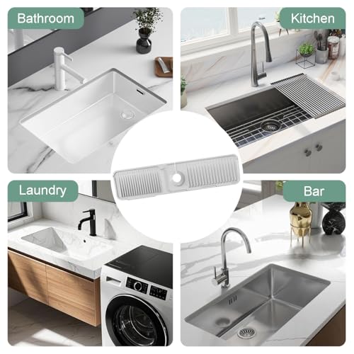 24 Inch Upgraded Draining Mat Folding faucet Mat for Bathroom Sink Splash Guard 7° Slope with Button Lock Water Draining Pad for Kitchen Bathroom Bar(Light Grey) - color: Light Grey