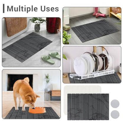 23*16'' Large Diatomaceous Earth Stone Quick Drying Mat For Kitchen Counter Bathroom Foldable and Absorbent Drying Stone Mat Home Pad Fast-Drying Floor Mat Dark Gray