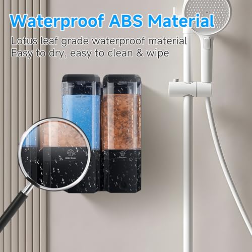 Shampoo and Conditioner Dispenser,GlintGath Shower Dispenser 2 Chamber No Drill Shampoo Dispenser for Shower Wall Mounted Shower Soap Dispenser for Bathroom Hotel,Large Capacity 2 * 500ML,Black - color: Black 2 Chamber