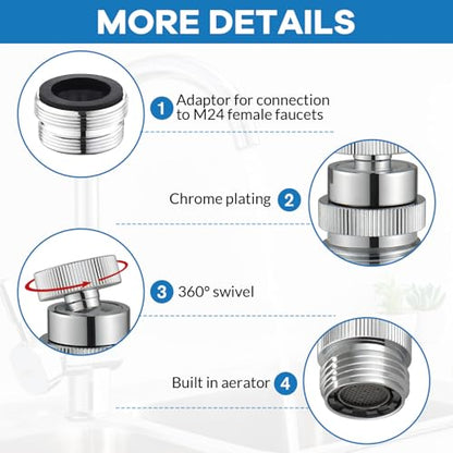 Sink Faucet to Garden Hose Adapter, Swivel Faucet Adapter Kit with Aerator, Sink Faucet Adapter to Garden Hose for Kitchen & Bathroom, 3/4" GHT Thread, Chrome - style: Faucet Adapter-A