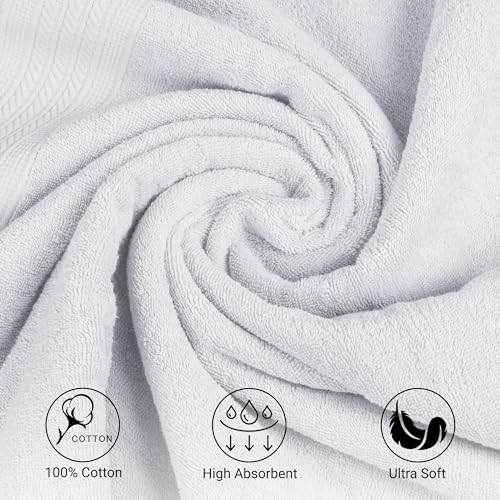 ESSELL 24/7 6 Piece Bath Towel Set, 100% Cotton Towel Set, Durable, Quick Drying & Lightweight Bathroom Towels, 2 Bath Towels, 2 Hand Towels, 2 Washcloths - Grey - color: Grey