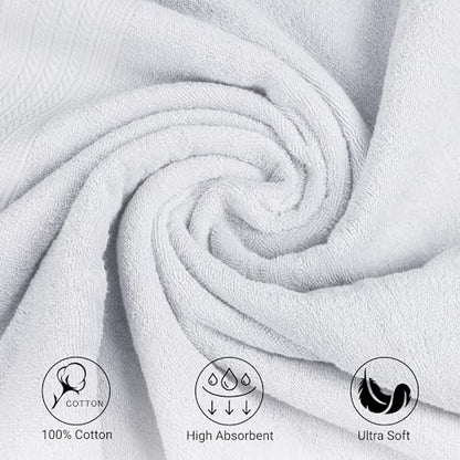 ESSELL 24/7 6 Piece Bath Towel Set, 100% Cotton Towel Set, Durable, Quick Drying & Lightweight Bathroom Towels, 2 Bath Towels, 2 Hand Towels, 2 Washcloths - Grey - color: Grey