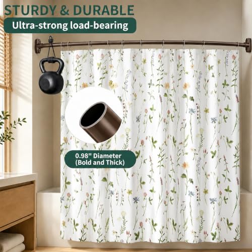 Bronze Curved Shower Curtain Rod for Bathroom 33-78 In Adjustable Extra Wide Curved Shower Rod, RustProof Stainless Steel Round Shower Rods for Bathtub, Stall Need Drilling - color: Bronze