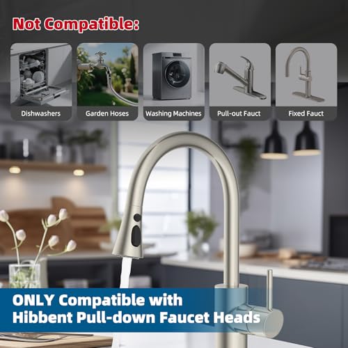 Hibbent 15 Pieces Pull Down Kitchen Faucet Head Adapter Kits with Curved Adapter, Multiple Sink Spray Head Adapters Compatible with Moen, American Standard, Delta, Kohler Faucets