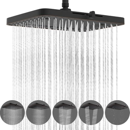 Hibbent cUPC Certified 5 Spray Modes Shower Head, 13'' High Pressure Large Rainfall Shower Head, High Flow Waterfall Bathroom Fixed Showerheads, Adjustable Swivel Ball Joint, Oil Rubbed Bronze - color: Oil Rubbed Bronze, style: Square 13''