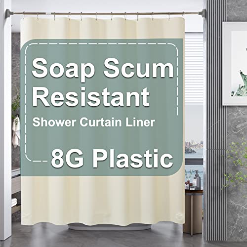AmazerBath Beige Shower Curtain Liner Plastic, 8G PEVA Shower Liner Cream, Heavy Duty Shower Curtains for Bathroom, Cream Shower Curtain Waterproof 72x72 with 3 Weighted Stones and 12 Grommets - color: Beige, size: 72"W x 72"L (Pack of 1)