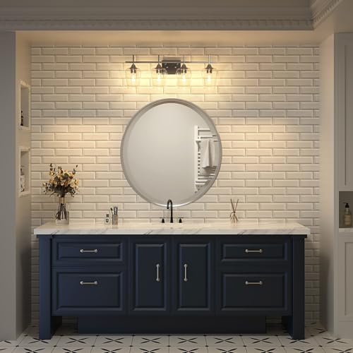 VONLUCE 4 Light Bathroom Vanity Light Fixture,Brushed Nickel | Wine Glass Shades, E26 Sockets, Easy to install, Vanity Lights for Bathroom Bedroom Hallway Living Room - color: Nickel, size: 4-Light
