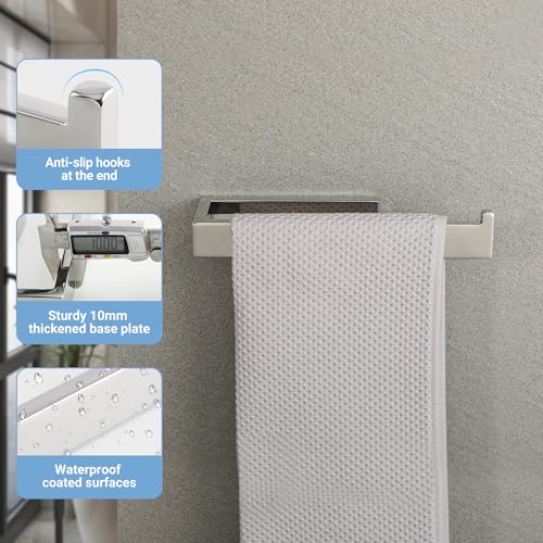 Sayayo Chrome Towel Bar for Bathroom Wall, 10 Inch Hand Towel Holder | SUS304 Stainless Steel Towel Ring, Kitchen Towel Rack Modern Square - color: Chromed