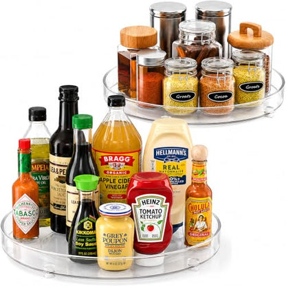 Oizeir Lazy Susan Organizer for Cabinet, 9 Inch Clear Acrylic Turntable – Rotating Spice Rack, Pantry, Fridge & Countertop Organizer, Smooth Spinning, Space-Saving Kitchen Storage (2 Pack) - size: 9 Inches - 2 Pack