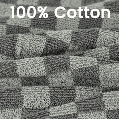 Jacquotha Grey Checkered Washcloths Set of 4 - Cotton Face Towels 13" x 13" | Soft Wash Cloths Facecloths, Bathroom & Showering, Kitchen Rags, Skincare & Makeup Routine, Cute Aesthetic - color: Grey