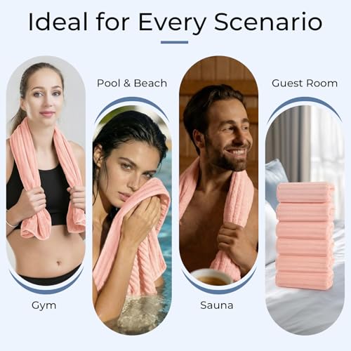 ZVH Hand Towels for Bathroom 6pcs 14X29.5inch,Quick Dry Microfiber,Super Soft,Hand Towels with Hanging Loops for Spa,Kitchen,Hotel (Pink, Set of 6) - color: Pink