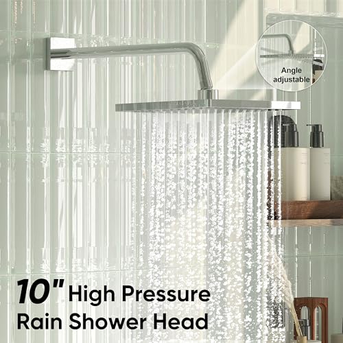Esnbia Bathtub Shower Faucet Set, Rain Shower System with Tub Spout, 10 Inches Shower Heads with Handheld Spray Combo, Wall Mounted Shower Fixtures with Shower Valve kit, Chrome - color: Chrome
