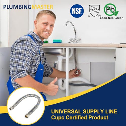 2 Pcs 12 Inch Faucet Supply Conector Extension, 3/8 OD Comp (Male) x 3/8 Comp (Female) Supply Line，Faucet Hose for Kitchen Bathroom - size: 12inch 2pcs