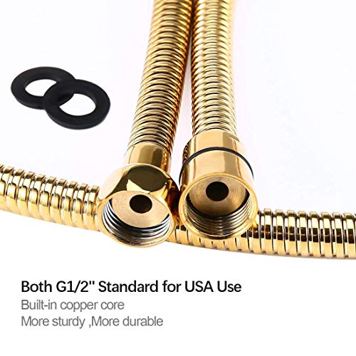 gotonovo Shower Hose 59 Inches for Bathroom Extra Long SUS304 Stainless Steel Handheld Shower Head Hose with Brass Insert and Nut Flexible Polished Gold - color: Polished Gold