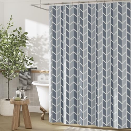 jinchan Grey and White Geometric Shower Curtain Chevron Arrow Farmhouse Shower Curtains for Bathroom Modern Waterproof Fabric with 12 Hooks 70x72 Inches - color: Arrow Grey, size: 70"W x 72"L (Pack of 1)