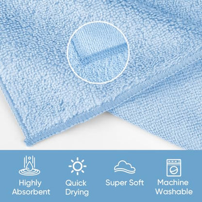 HOMEXCEL Washcloths 12PK, Ultra Soft&Highly Absorbent Face Towels, 12X12 in | Multi-Purpose Towels, Microfiber Wash Cloths for Bathroom, Hotel, Spa, Gym, and Kitchen, Machine Washable, Blue - color: Blue