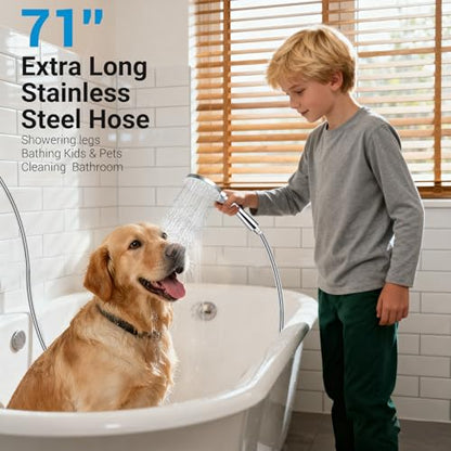 Dual Shower Head with Handheld Combo, 8.6" Rainfall Showerhead | 6 Settings Handheld Shower Head with Hose, Dual Shower System for Full Body Coverage and Easy Installation(Chrome) - color: Chrome