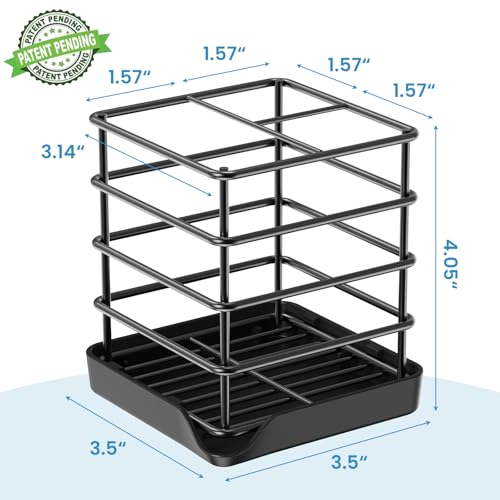 Toothbrush Holders, Bathroom Storage Organizer with Small Box,Black,3 Slots | Easy to Clean,Multifunctional,Kids Electric Toothbrush Organizer,Drainage,Removable,For Bathroom,Vanity,Kitchen Sink,Office - size: with tray