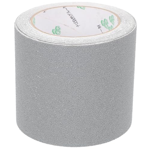 Angoily Wear-resistant Anti-slip Tape for Bathroom and Stairs, Waterproof Abrasive Non-skid Strip with Gray Pebble Texture, 10cm X 5m Roll, Bathtub and Shower Safety Grip