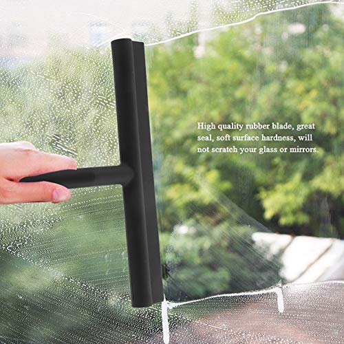 All Purpose Stainless Steel Shower Squeegee, Bathroom Cleaner Tool Household Window Mirror Squeegee with Hooks Holder for Home Cleaning, Glass Door, Tile Wall, Car