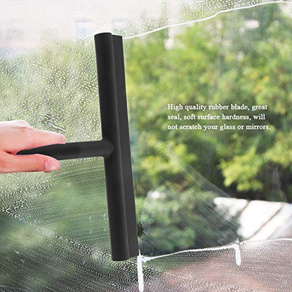 All Purpose Stainless Steel Shower Squeegee, Bathroom Cleaner Tool Household Window Mirror Squeegee with Hooks Holder for Home Cleaning, Glass Door, Tile Wall, Car