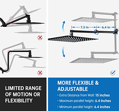 G-Promise All Metal 12 Inches Rainfall Shower Head with Handheld Combo | All Metal, Built to Last, Easy Install, Adjustable Height & Angle for All Heights, Extra Long Hose, Modern Upgrade - color: Oil Rubbed Bronze, size: 12 Inches